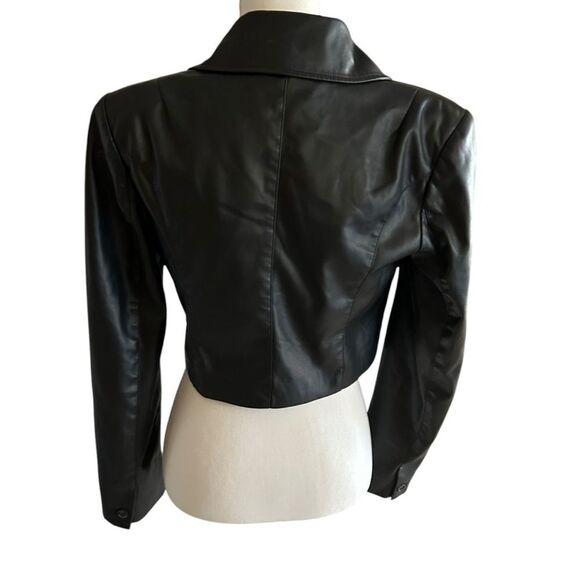 Saunders Black Faux Leather Jacket Size 2 - Picture 9 of 9